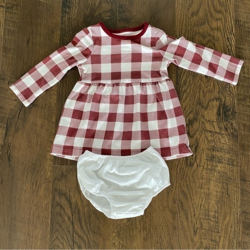 Cat & Jack 12 month Red and White Checkered Kids Dress Set